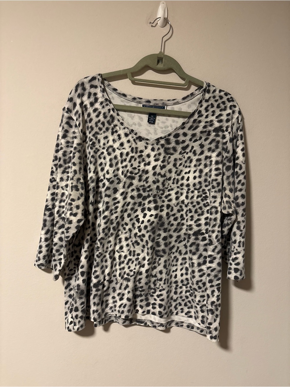Karen Scott Women’s 3/4 Sleeve Leopard Print Blouse 3X